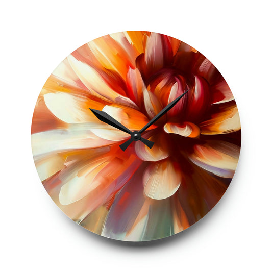 "Delicate Dahlia" Acrylic Wall Clock