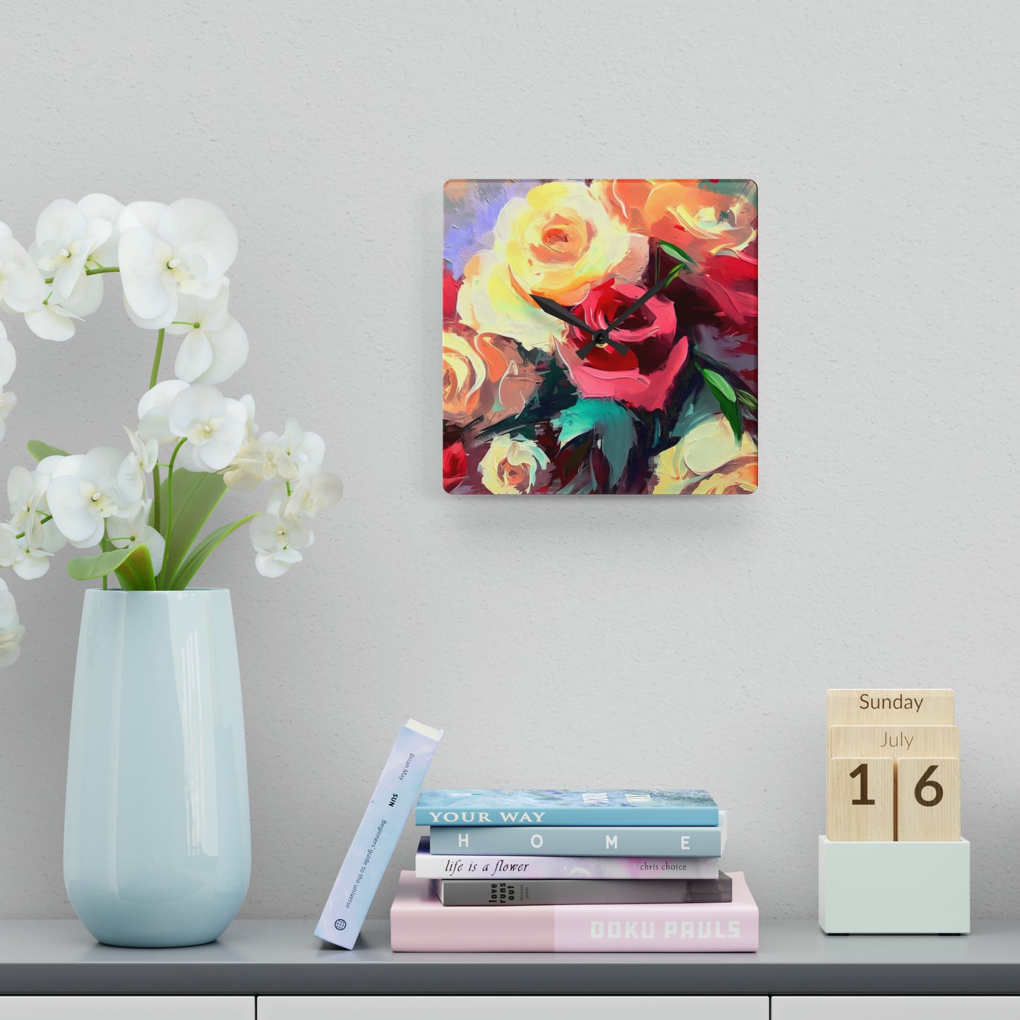 "Floral Fantasy" Acrylic Wall Clock