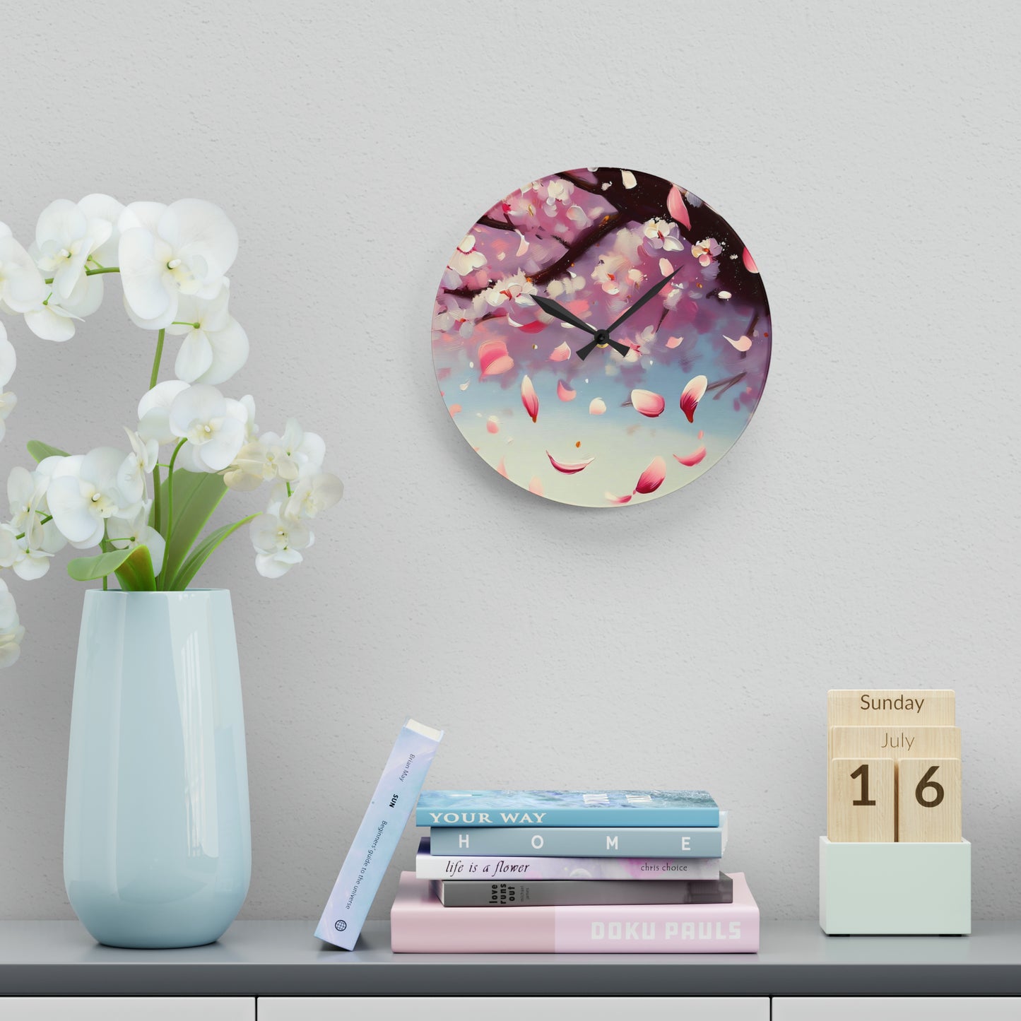 "Serene Sakura" Acrylic Wall Clock