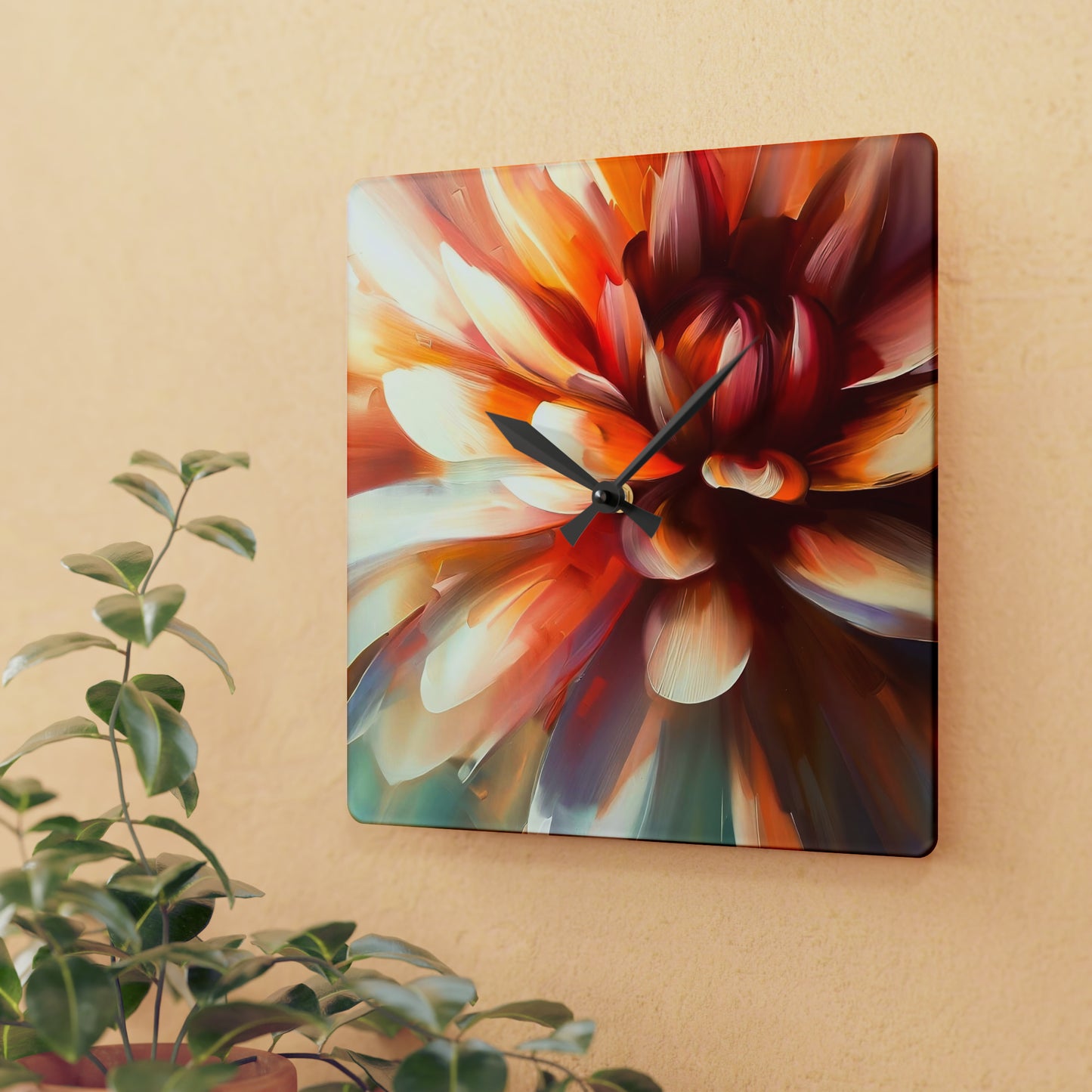 "Delicate Dahlia" Acrylic Wall Clock