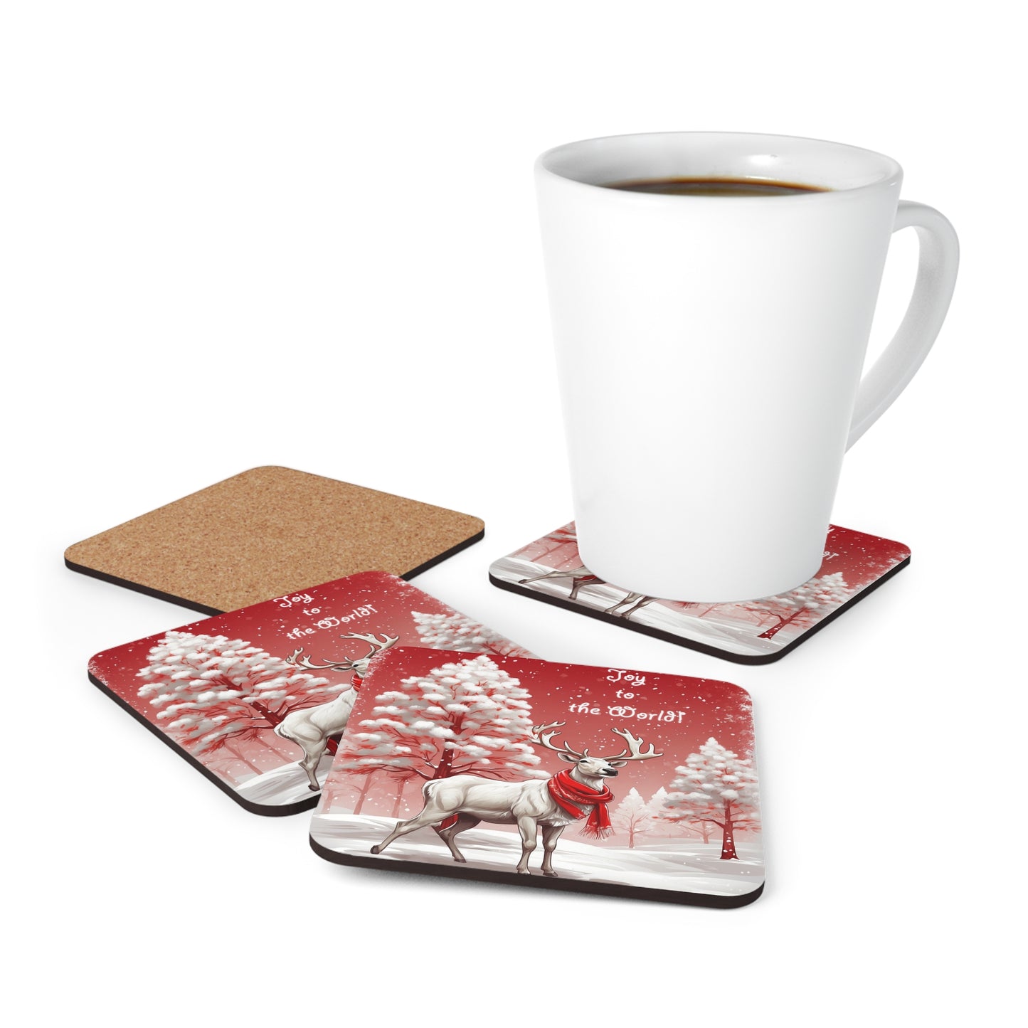 Joy To The World! Corkwood Coaster 4pc. Set