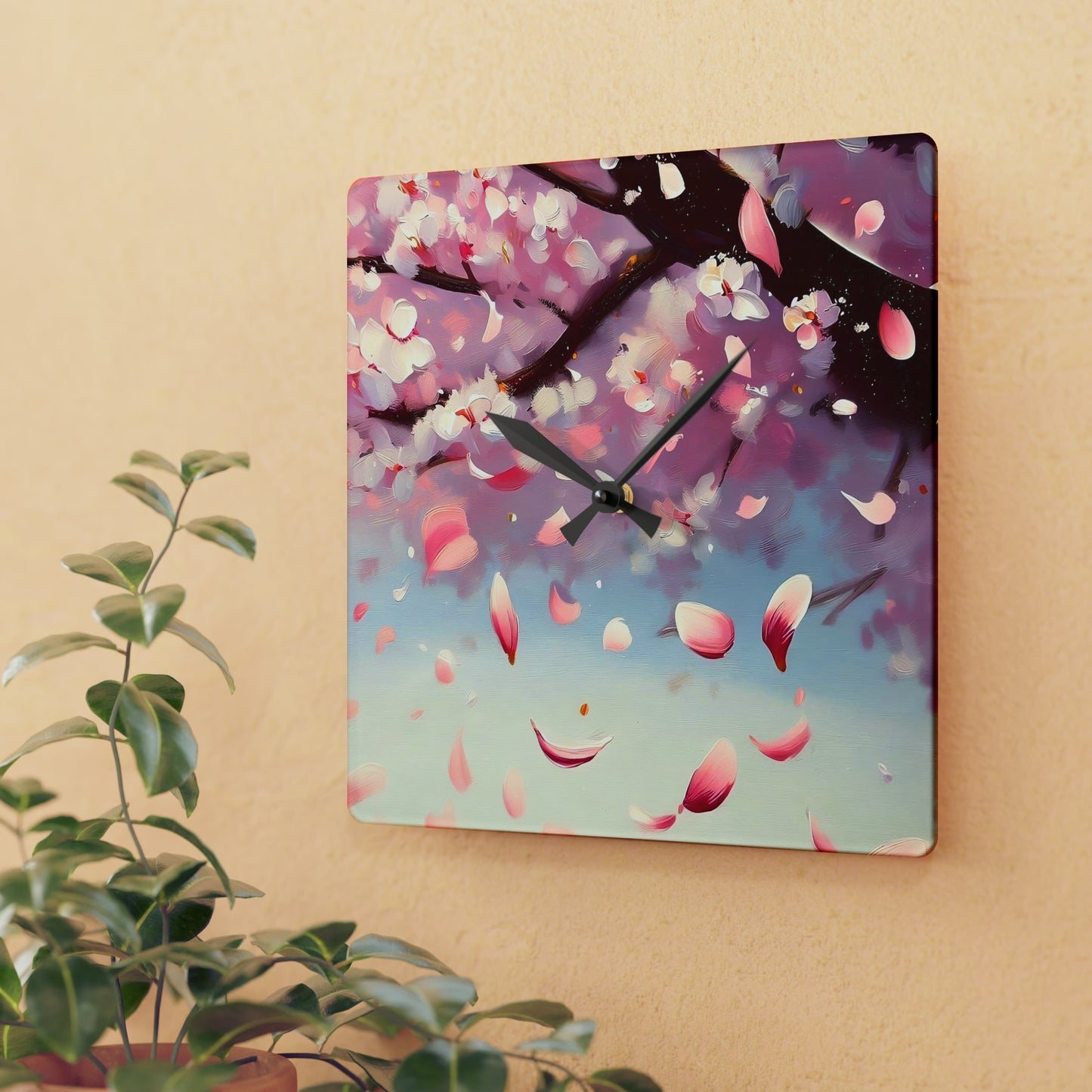 "Serene Sakura" Acrylic Wall Clock