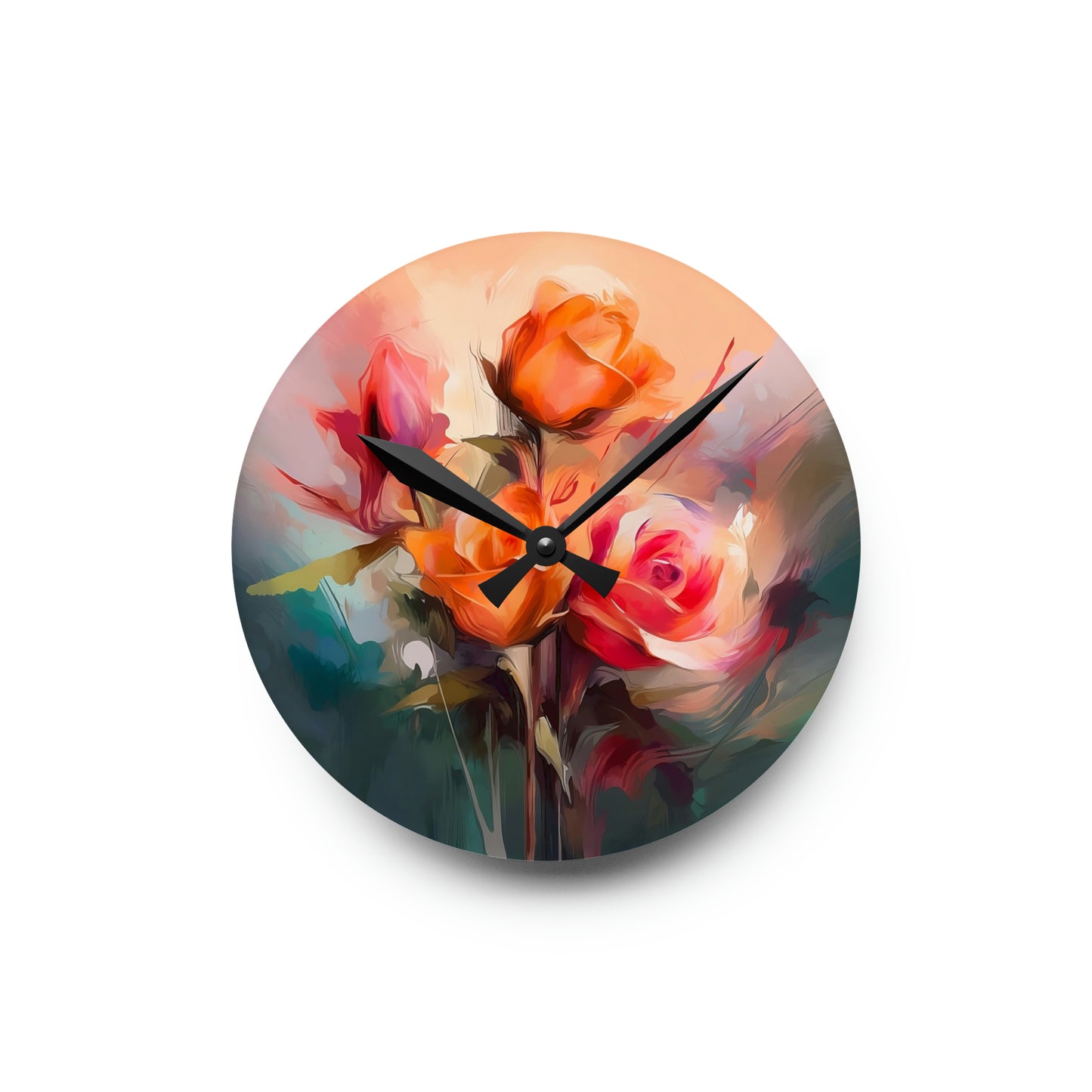 "Roses For U" Acrylic Wall Clock