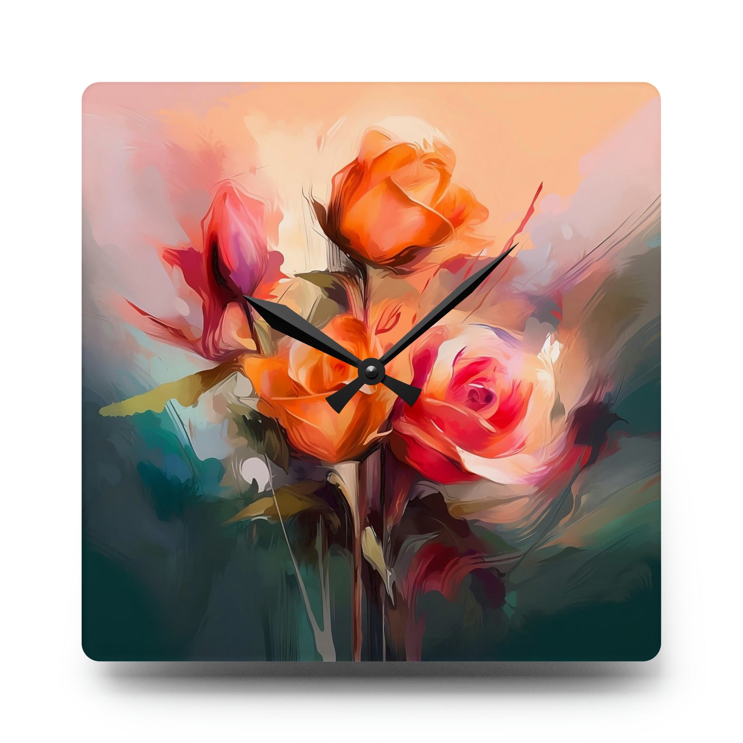 "Roses For U" Acrylic Wall Clock