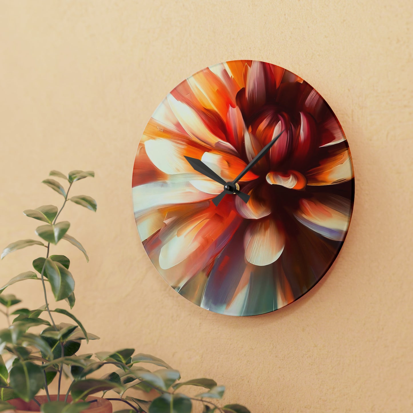 "Delicate Dahlia" Acrylic Wall Clock