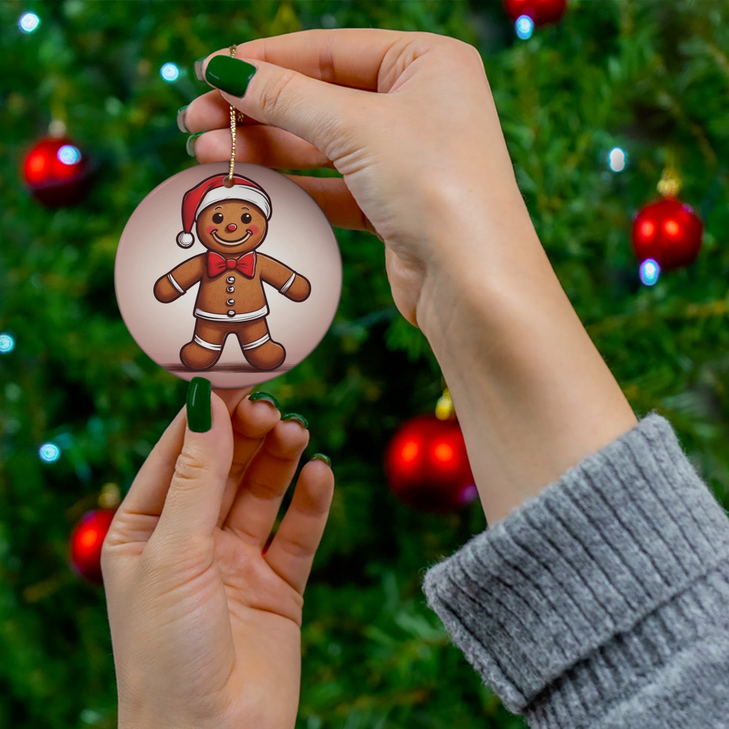 Merry Little Gingerbread Man Ceramic Ornament 1pc.