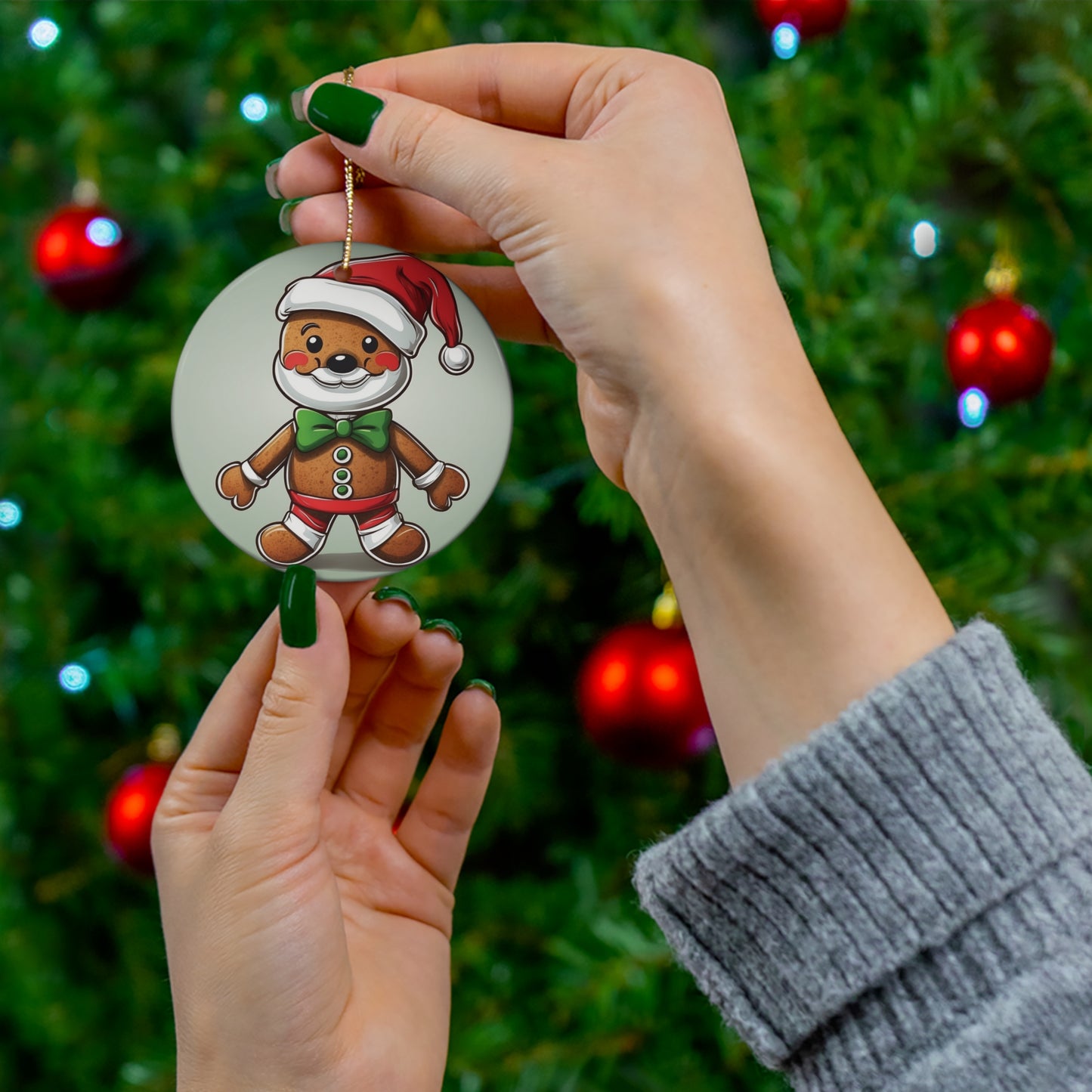 Gingerbread Claus Ceramic Ornament 1pc.