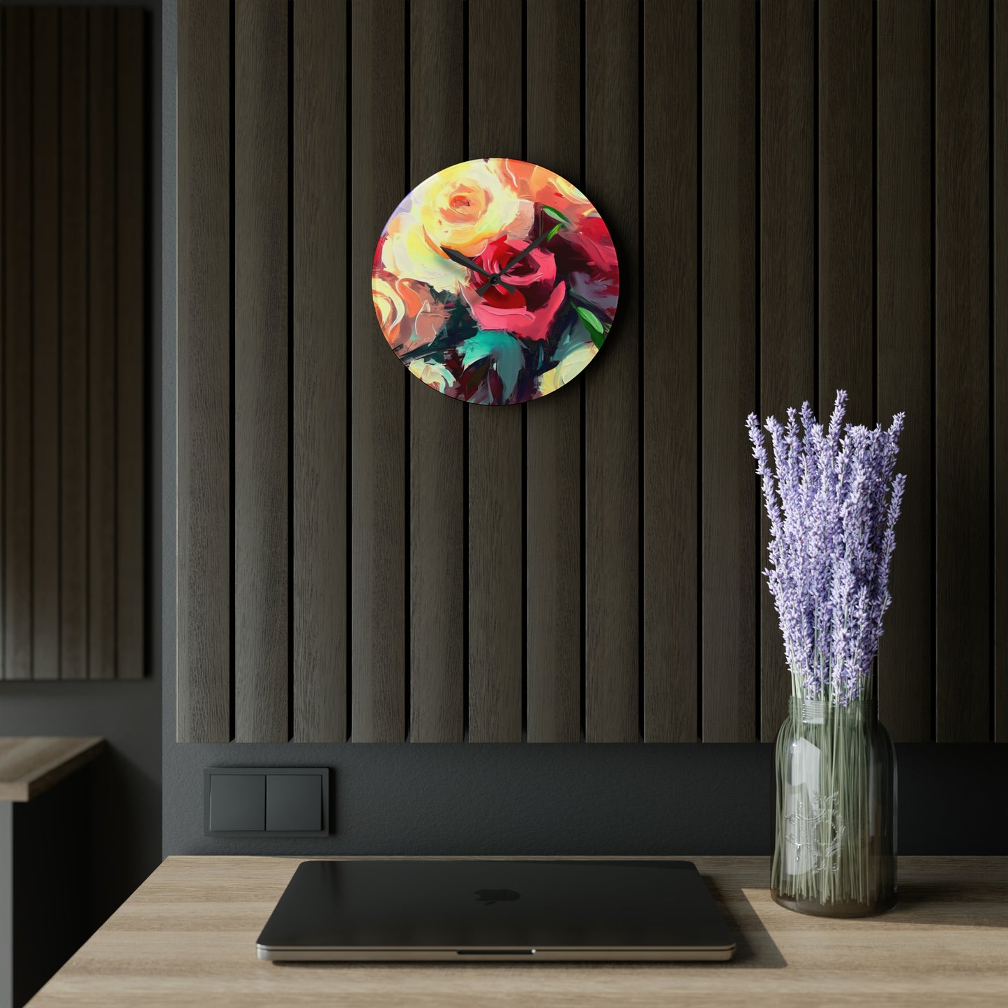 "Floral Fantasy" Acrylic Wall Clock