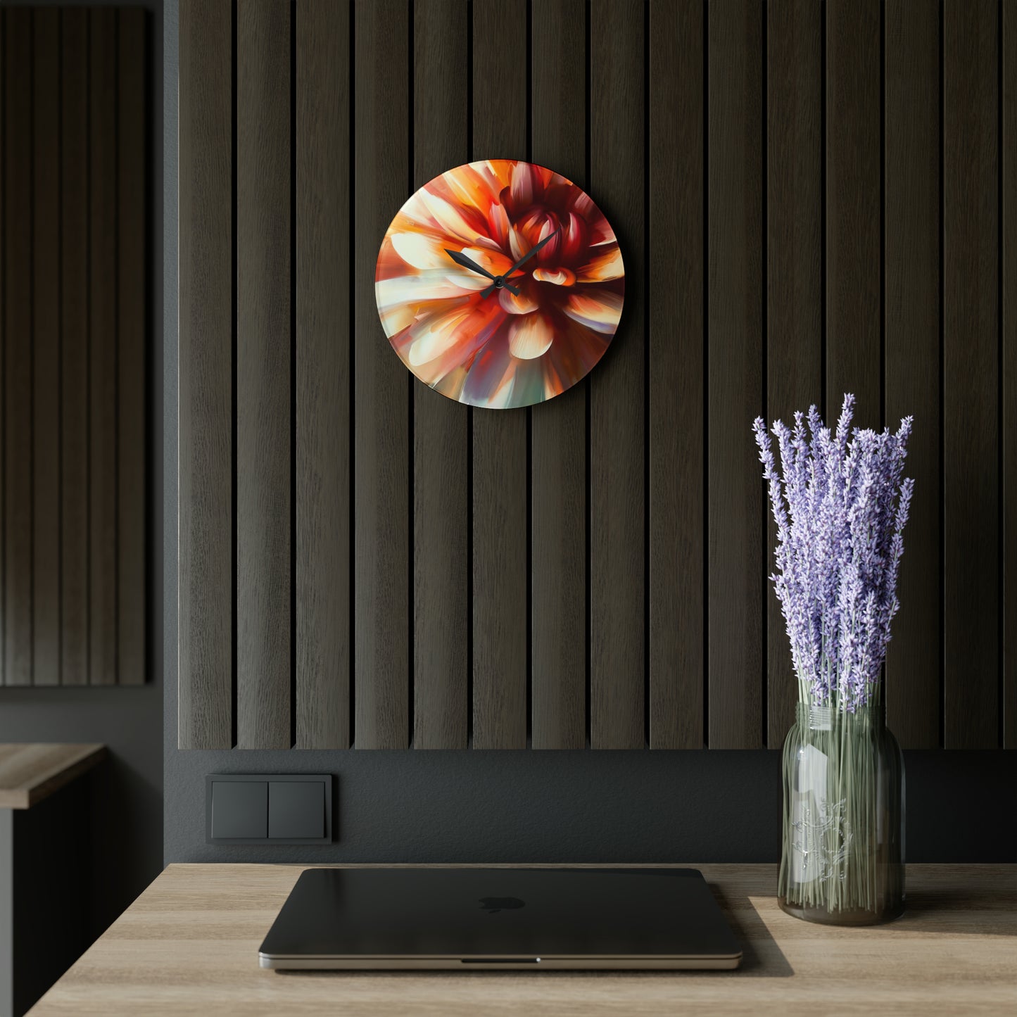 "Delicate Dahlia" Acrylic Wall Clock