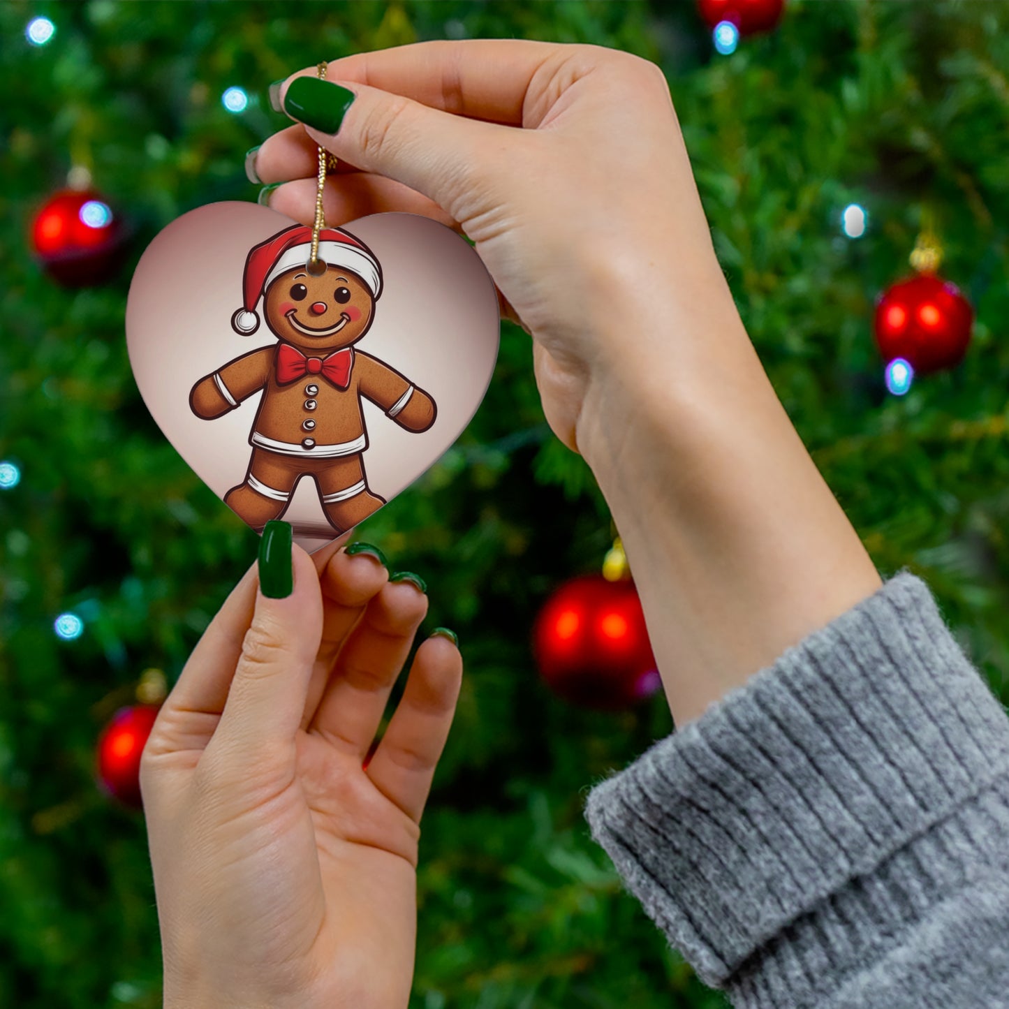 Merry Little Gingerbread Man Ceramic Ornament 1pc.