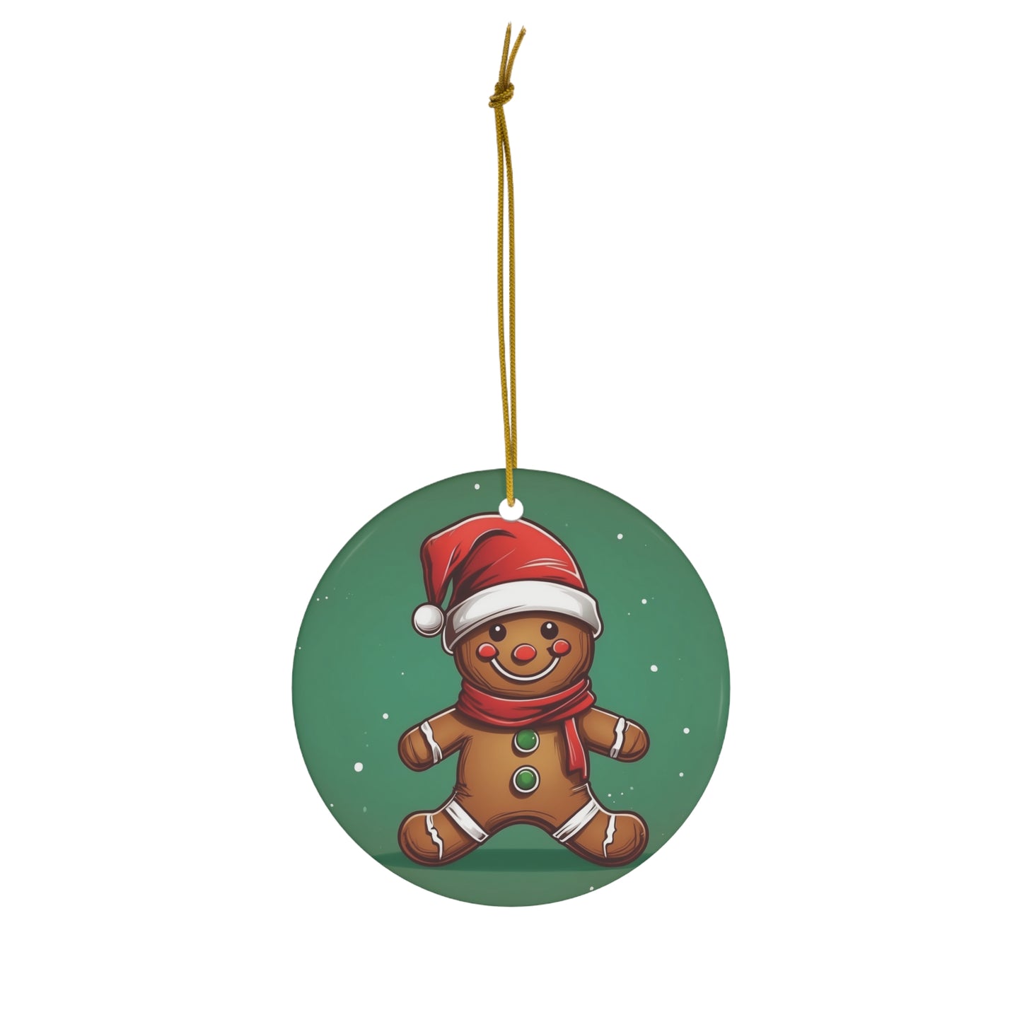 Jolly Gingerbread Man Ceramic Ornament 1pc.