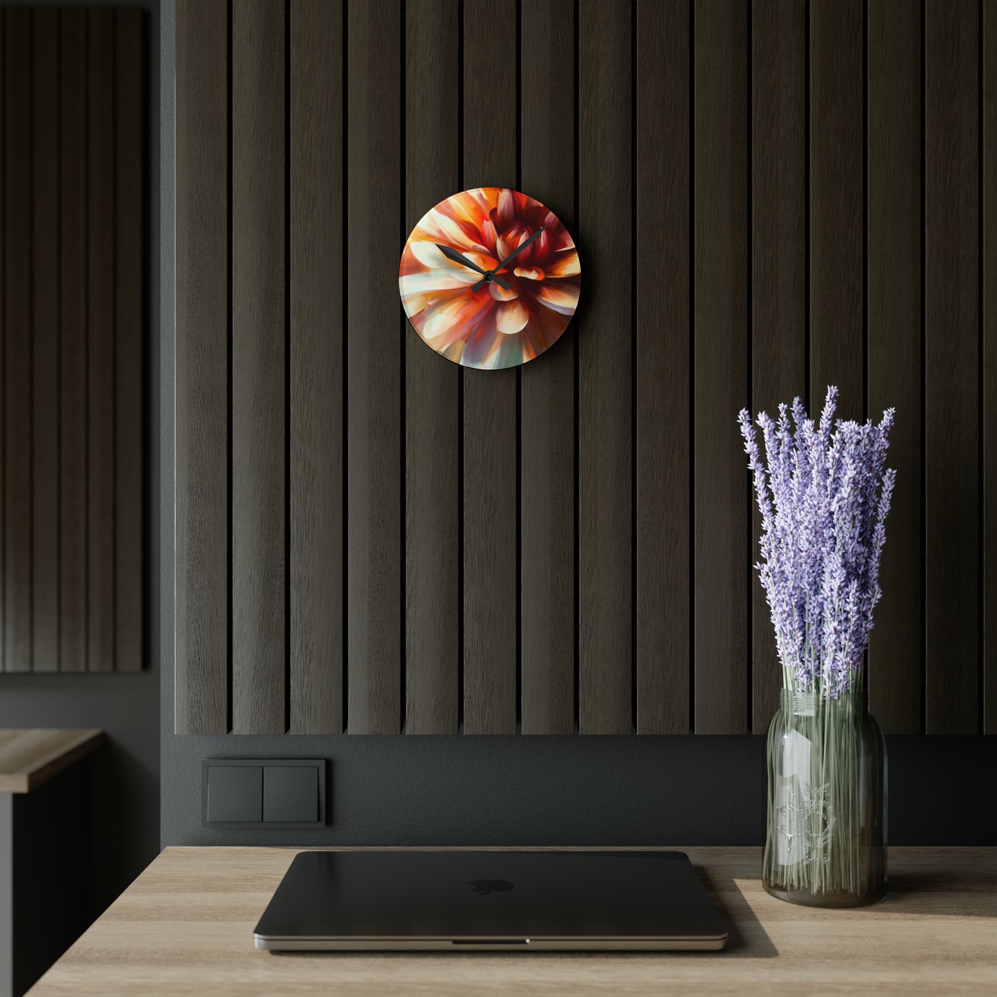 "Delicate Dahlia" Acrylic Wall Clock