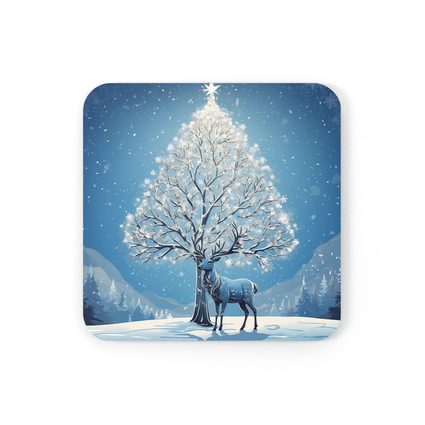 Winter Wonder Reindeer Coaster 4pc. Set - Blue