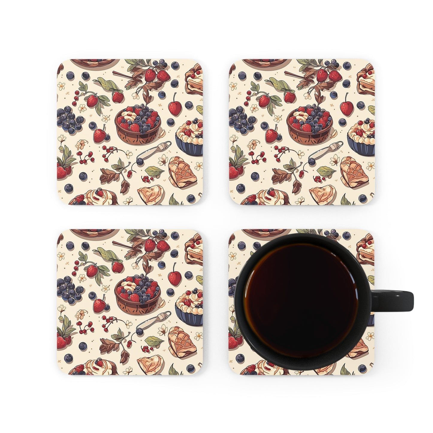 "Cherry Love ED. 1" 4-pc Coaster Set