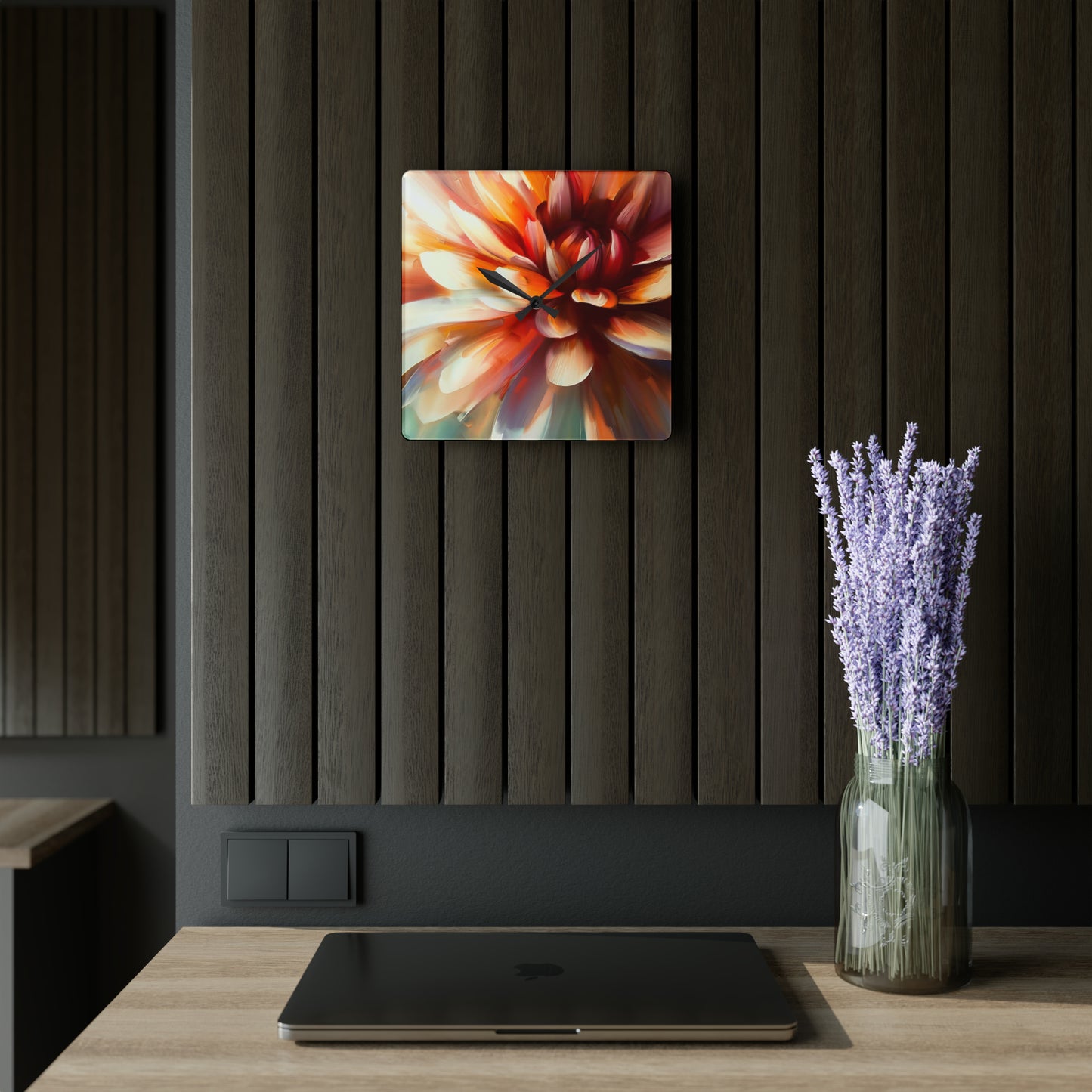 "Delicate Dahlia" Acrylic Wall Clock