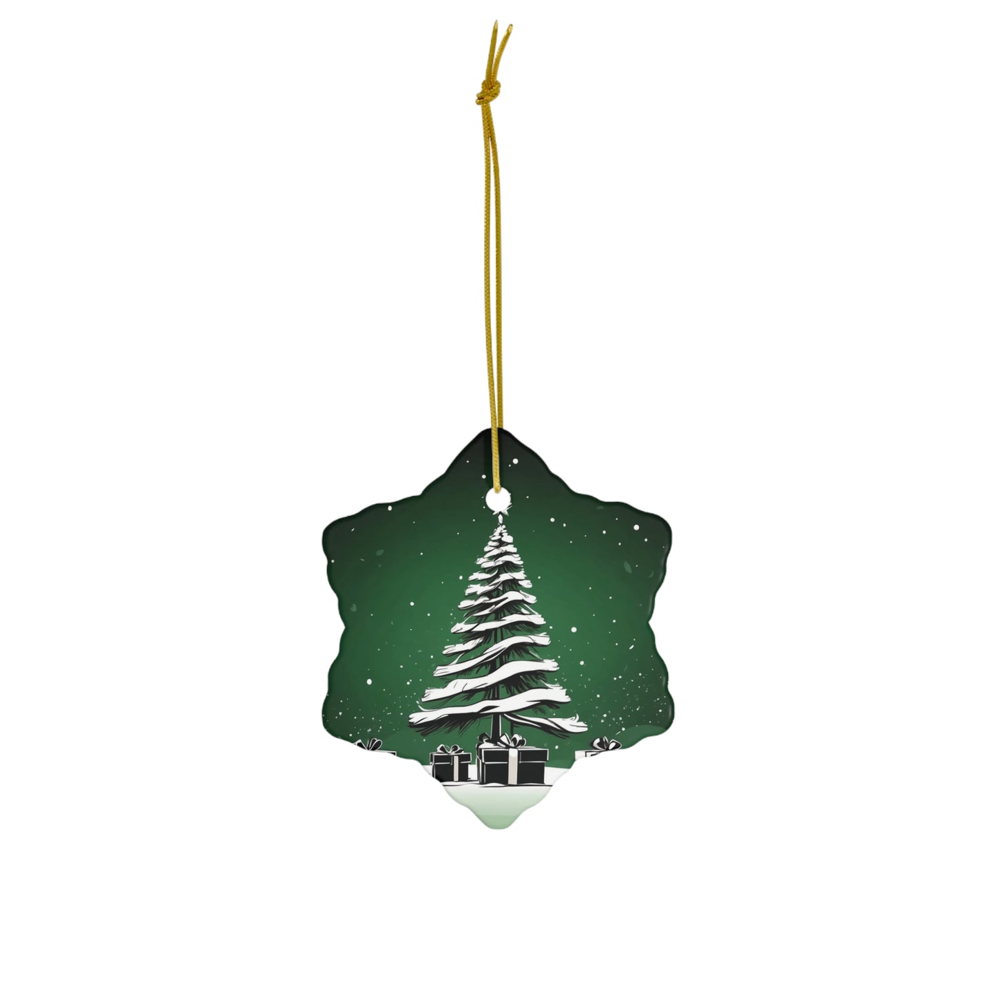 Holiday Sparkle Tree in Green Ceramic Ornament 1pc.