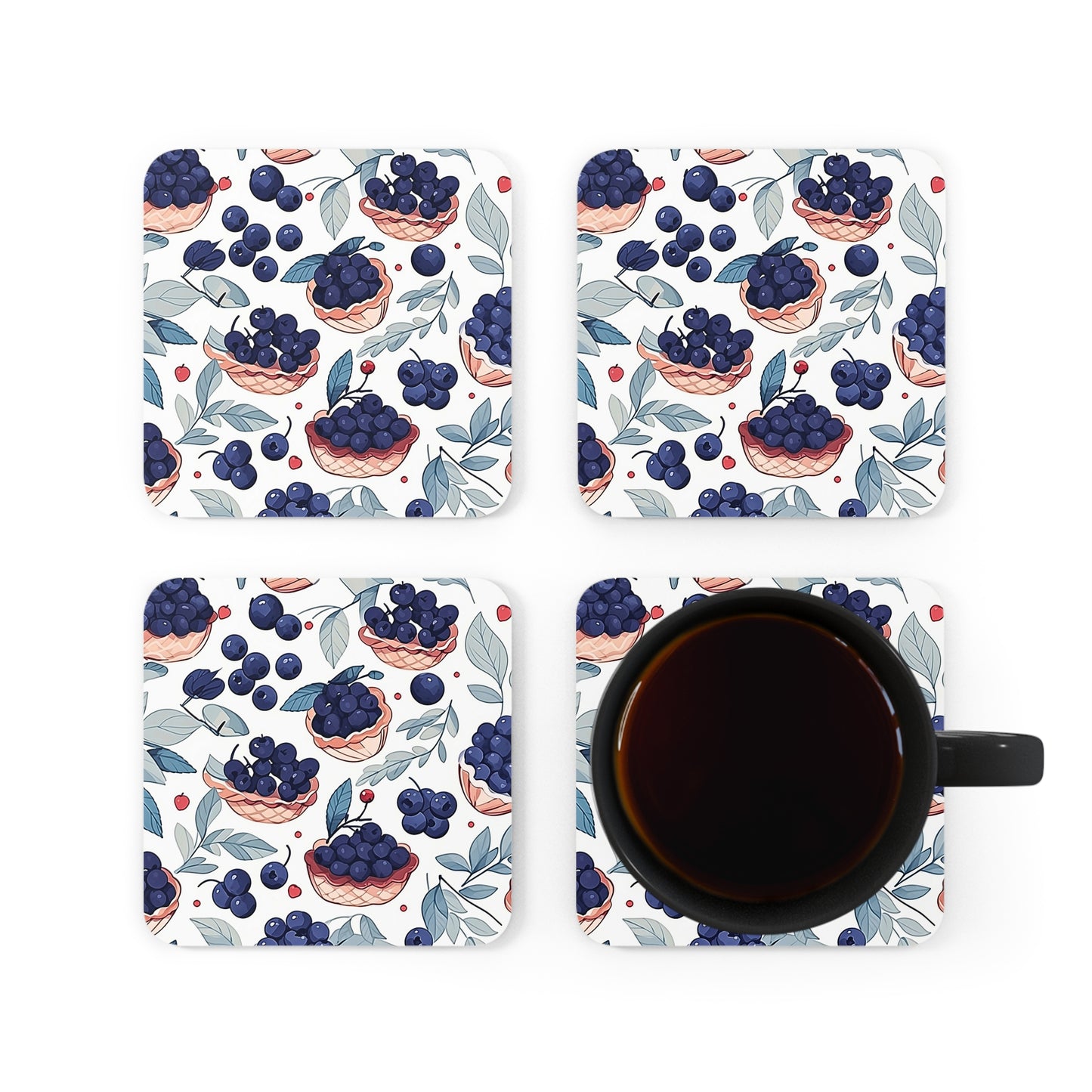 Blueberry 4-pc Coaster Set