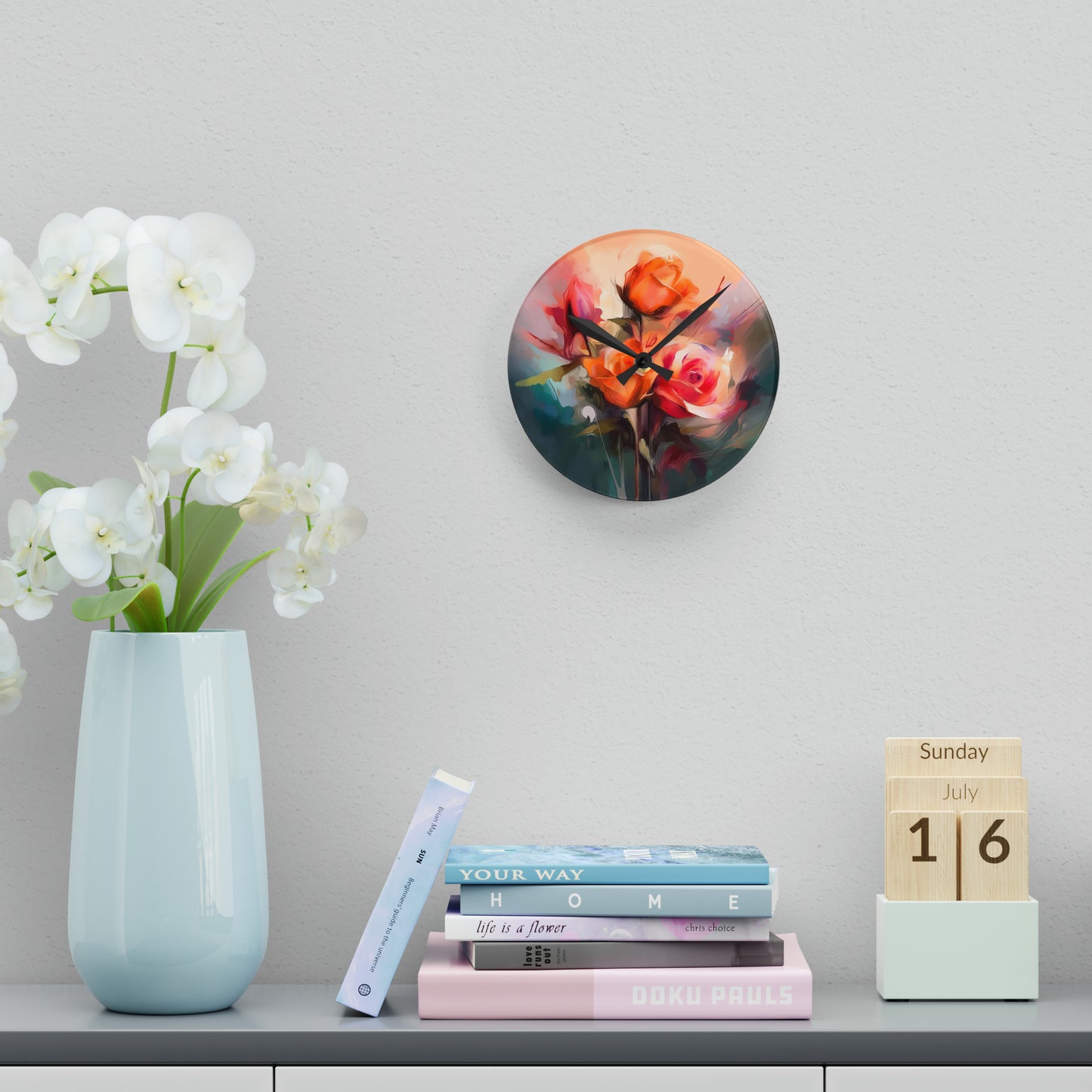 "Roses For U" Acrylic Wall Clock