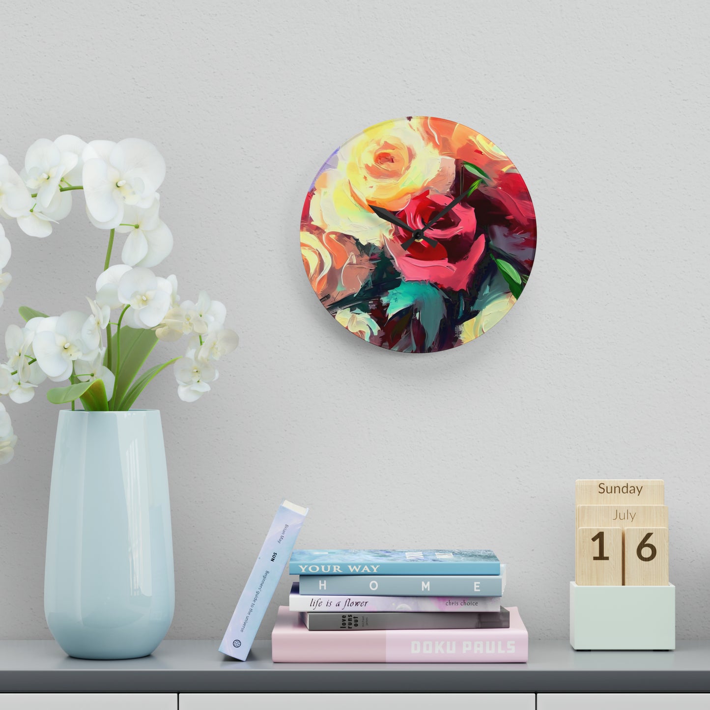 "Floral Fantasy" Acrylic Wall Clock