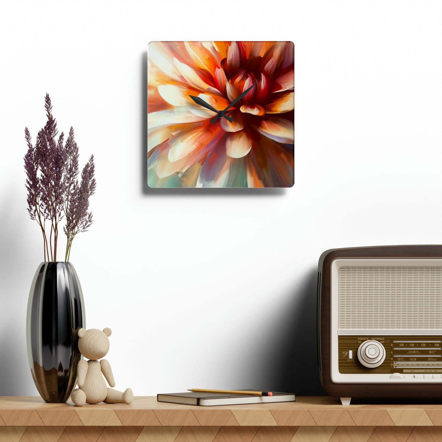 "Delicate Dahlia" Acrylic Wall Clock