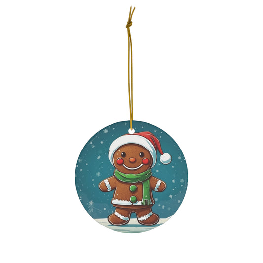 Cute as a Button Gingerbread Man Ceramic Ornament 1pc.