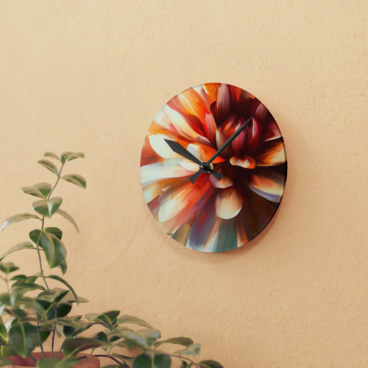 "Delicate Dahlia" Acrylic Wall Clock