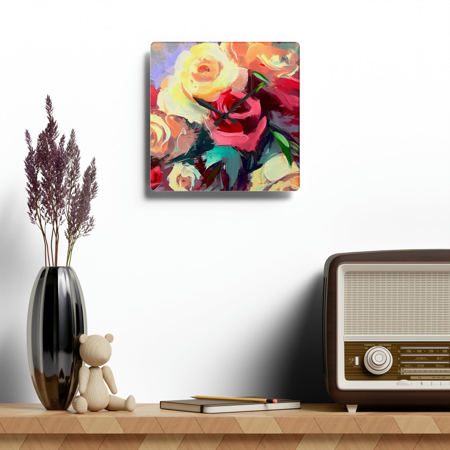 "Floral Fantasy" Acrylic Wall Clock