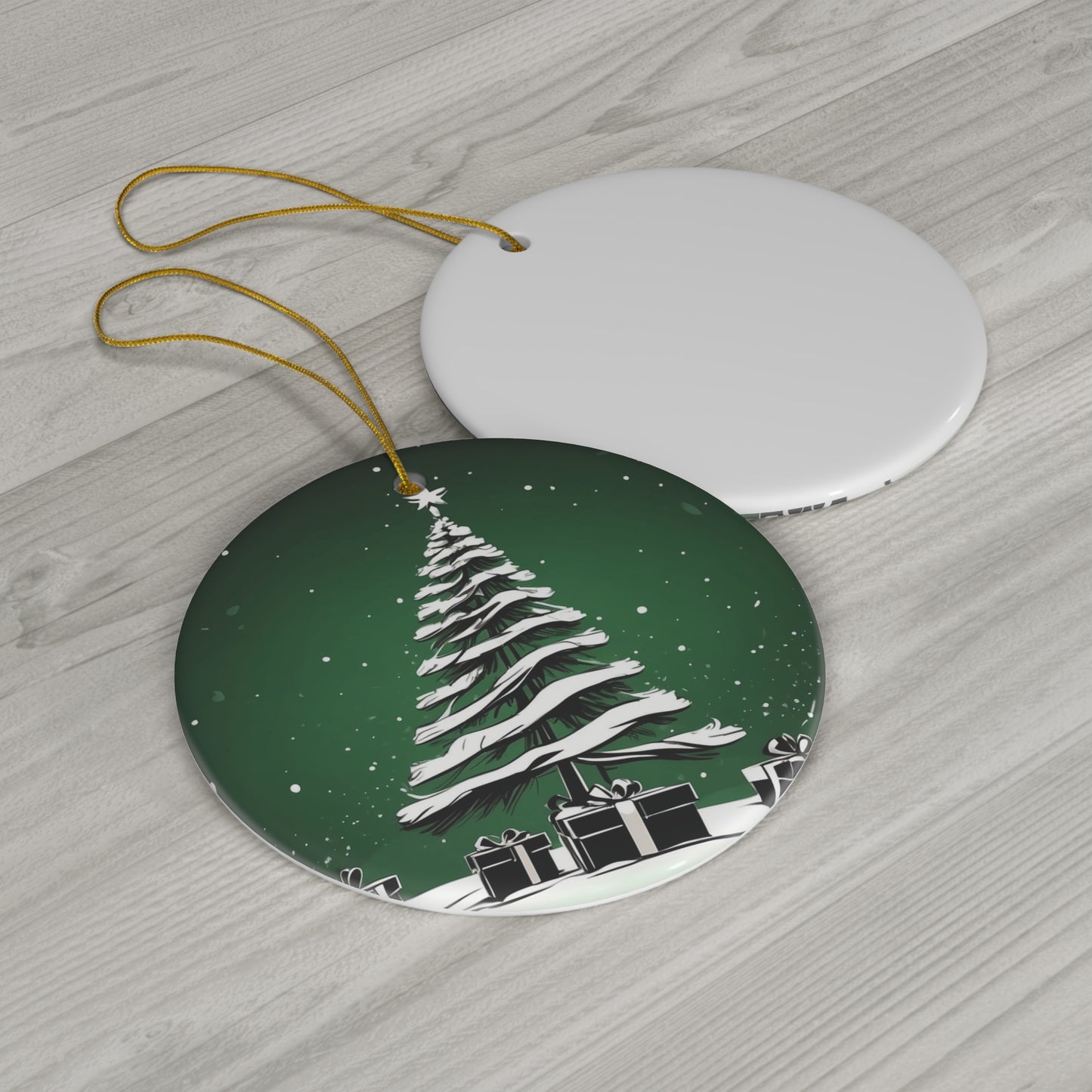 Holiday Sparkle Tree in Green Ceramic Ornament 1pc.