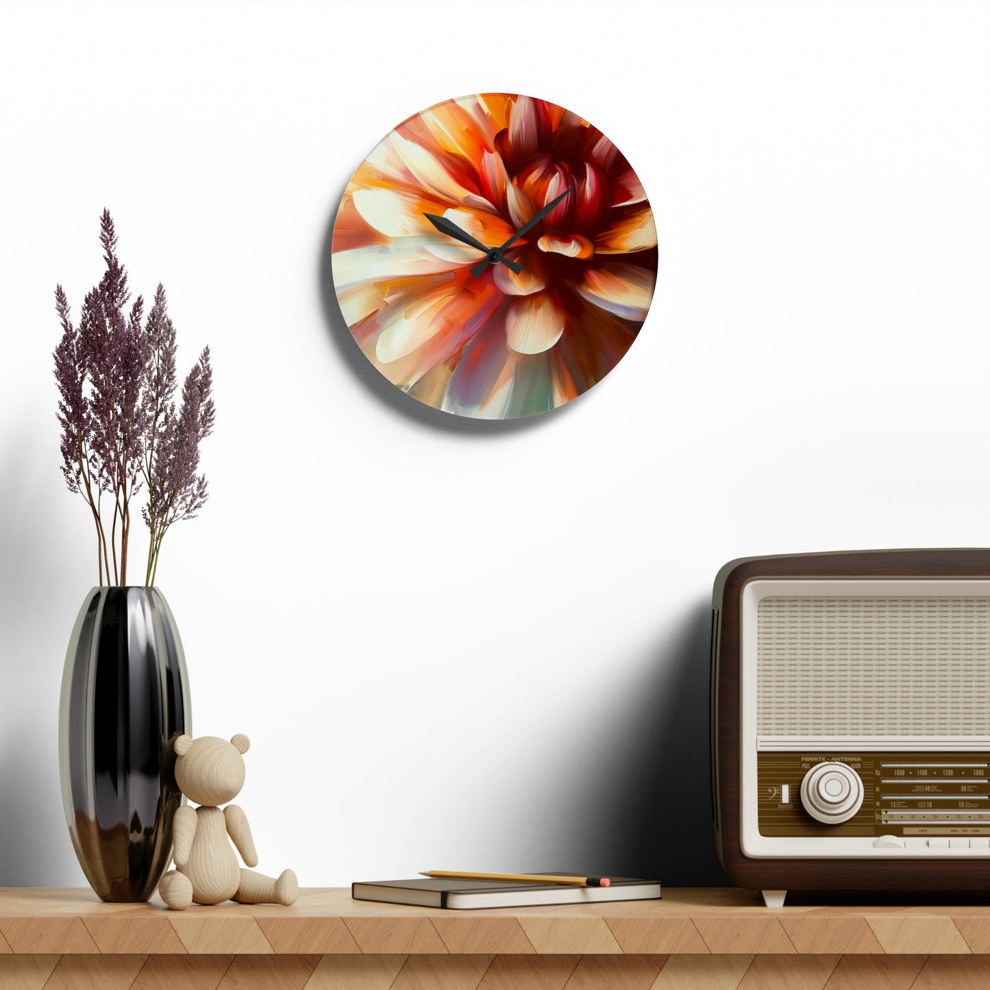 "Delicate Dahlia" Acrylic Wall Clock