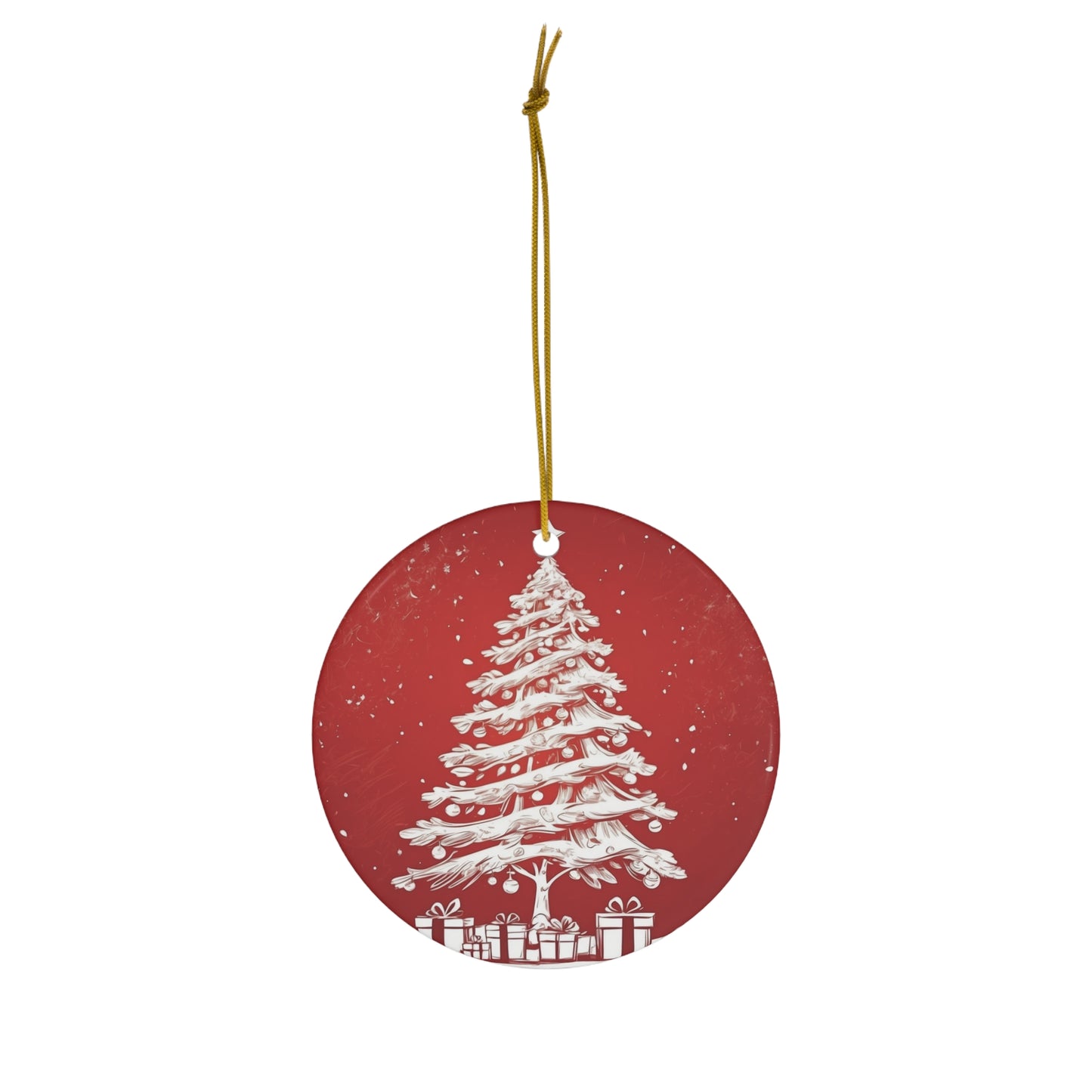 Holiday Sparkle Tree in Red Ceramic Ornament 1pc.