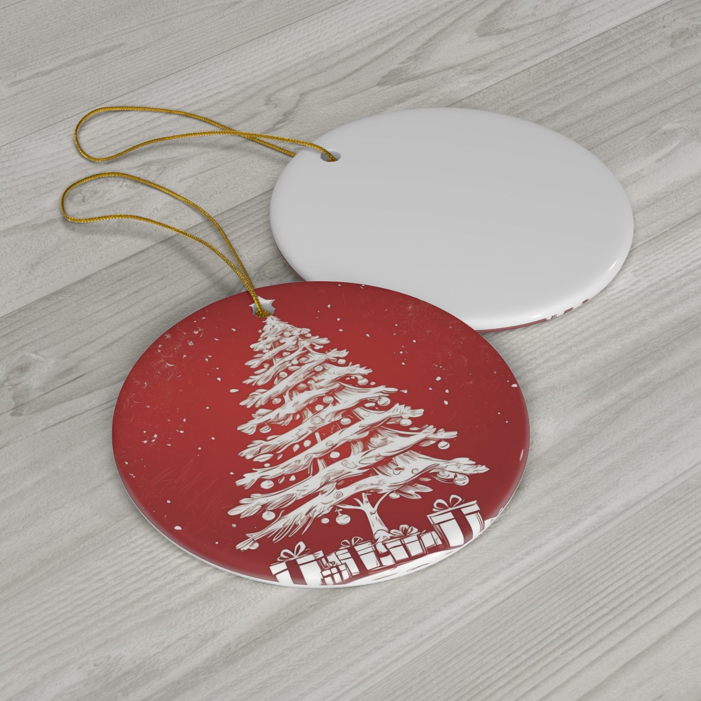 Holiday Sparkle Tree in Red Ceramic Ornament 1pc.