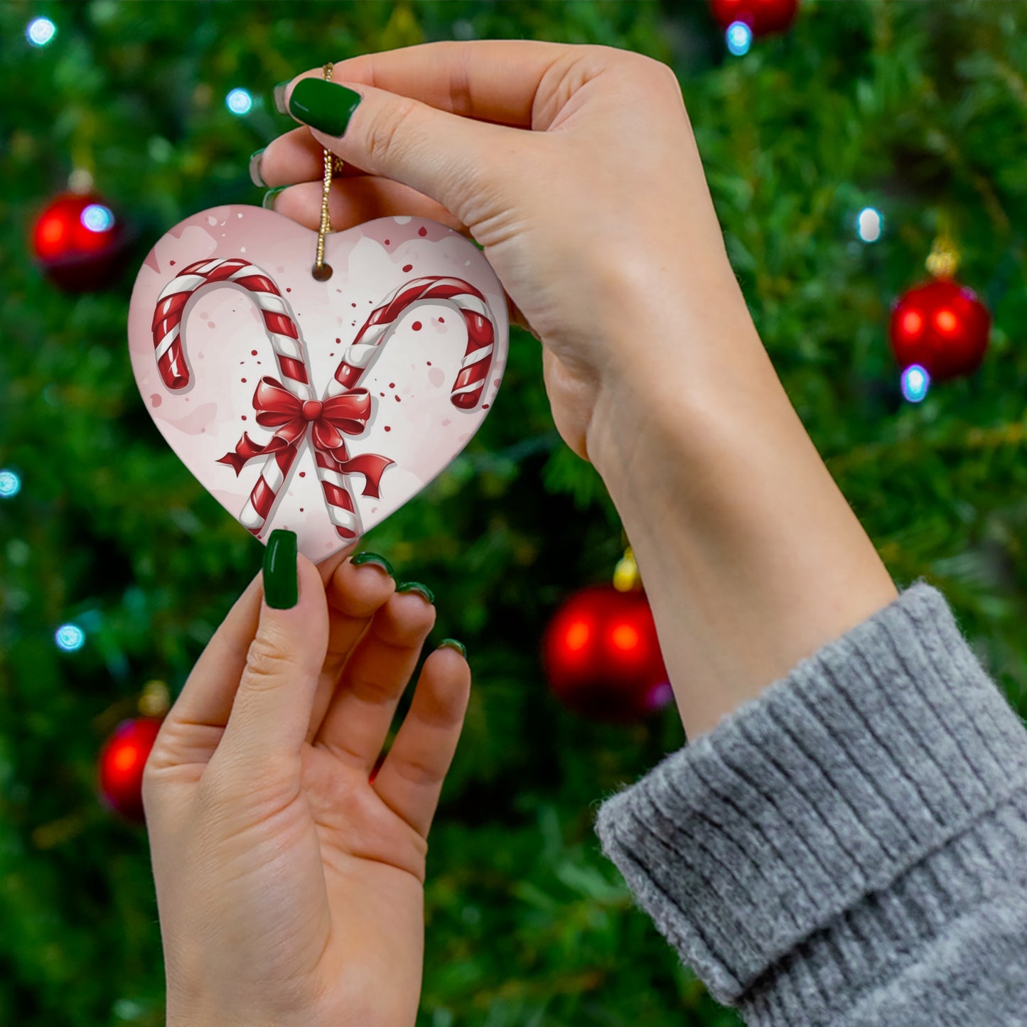 Candy Cane Dreams Ceramic Ornament 1pc.