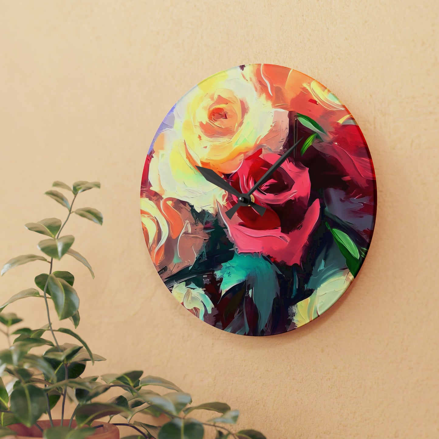 "Floral Fantasy" Acrylic Wall Clock
