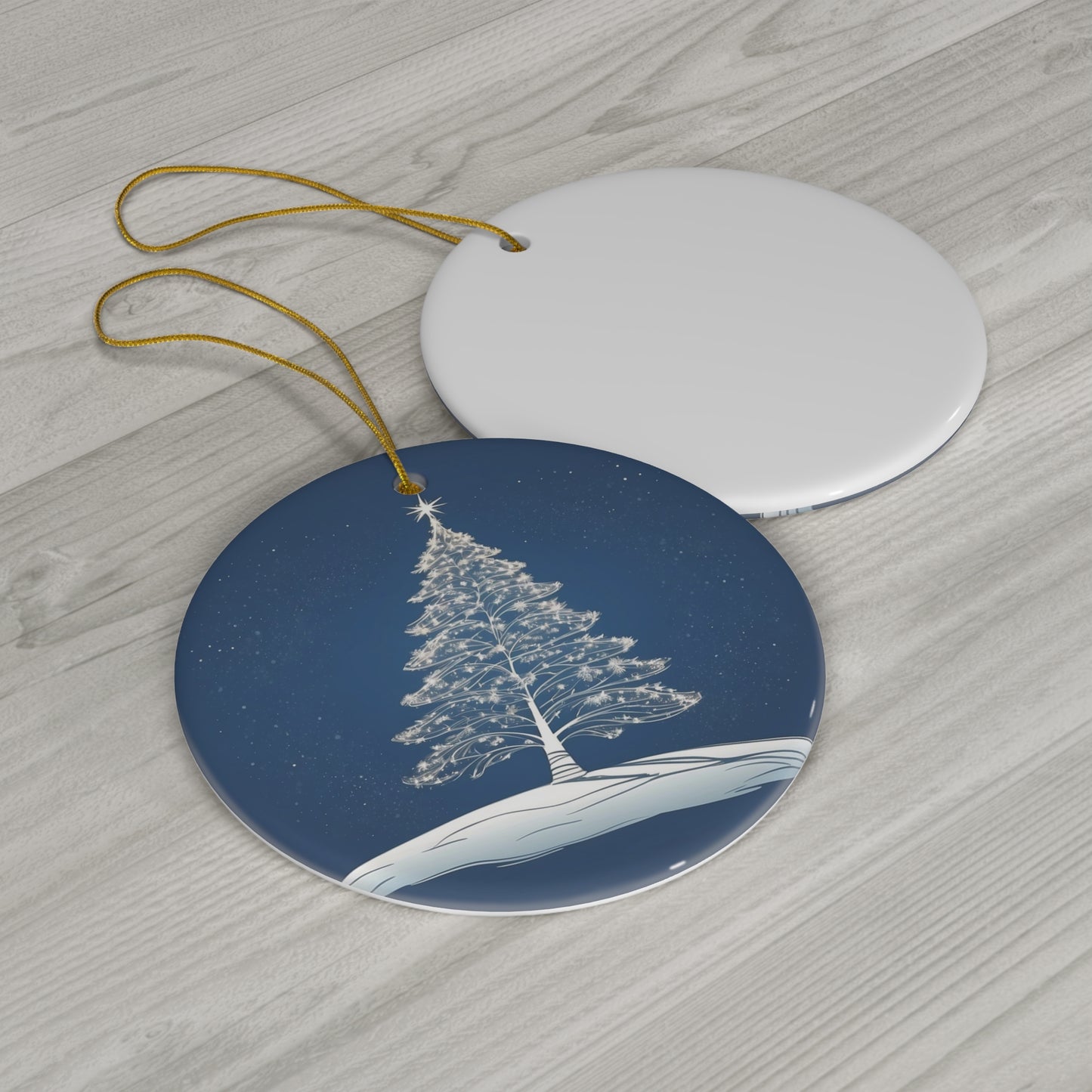 Holiday Sparkle Tree in Blue Ceramic Ornament 1pc.