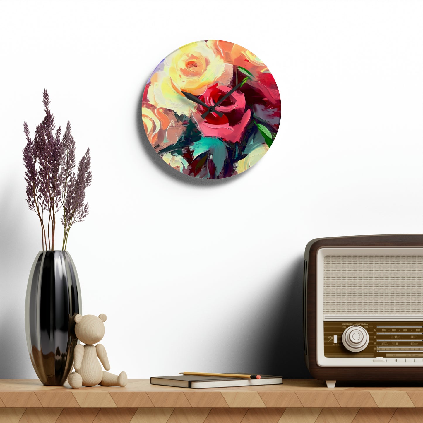 "Floral Fantasy" Acrylic Wall Clock