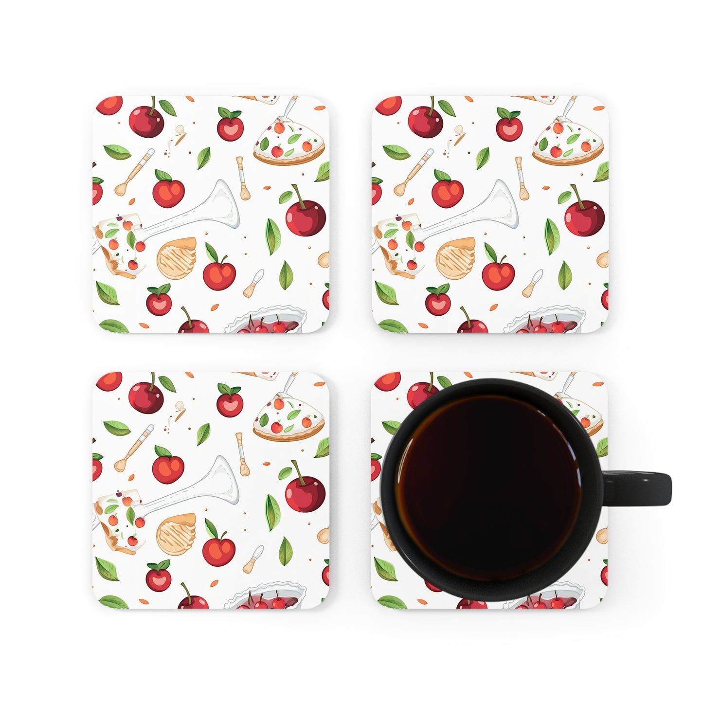 "Cherry Dreams" 4-pc Coaster Set