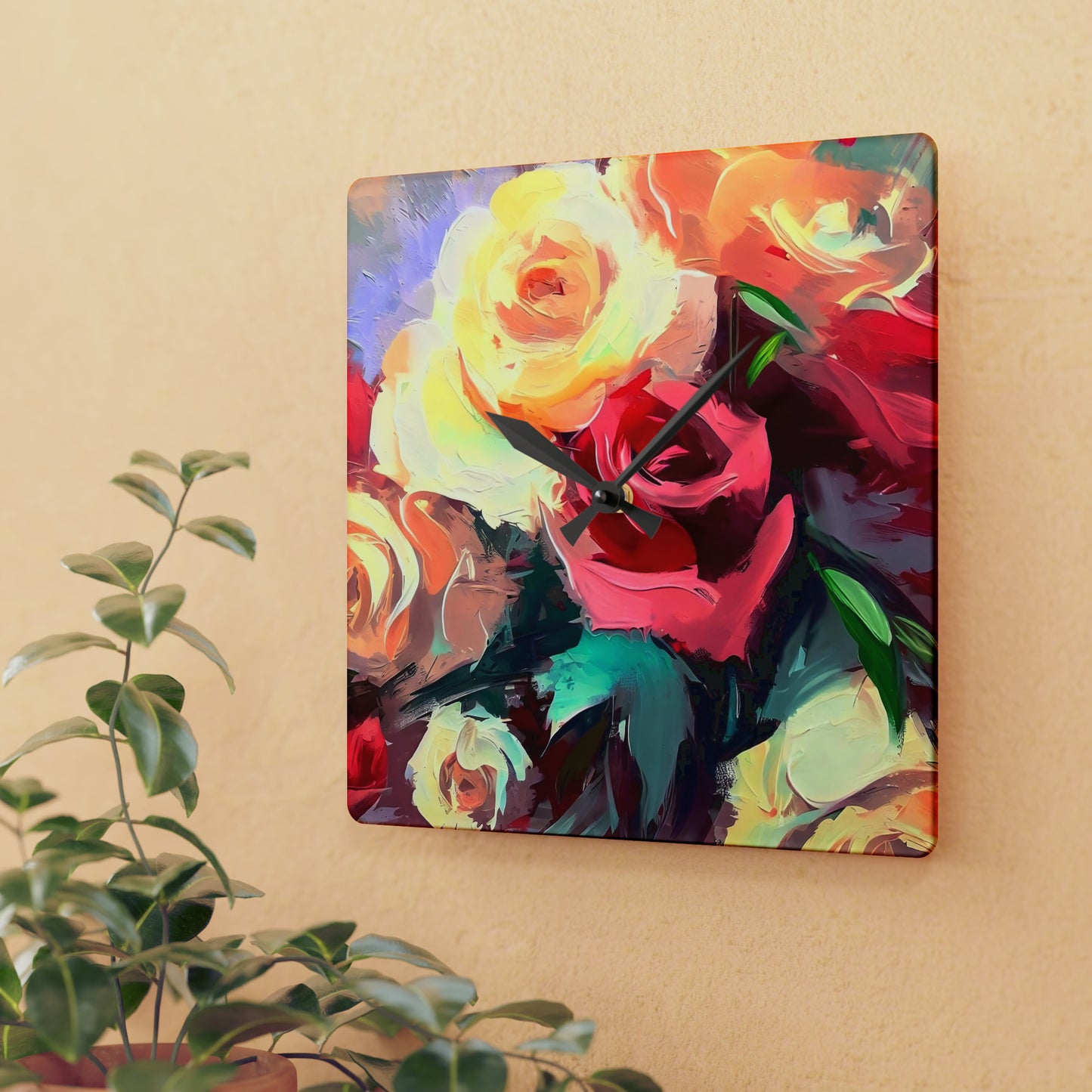 "Floral Fantasy" Acrylic Wall Clock