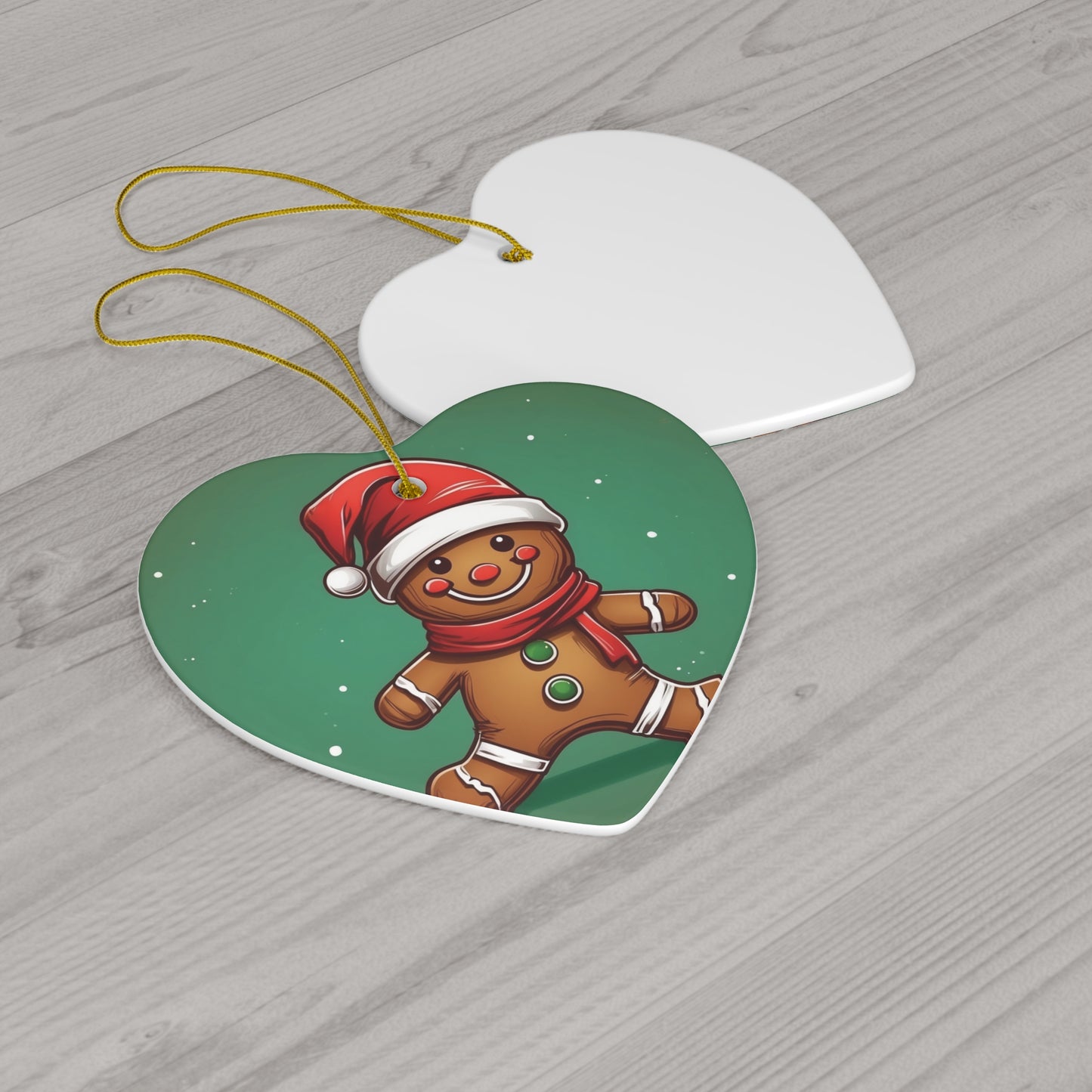 Jolly Gingerbread Man Ceramic Ornament 1pc.