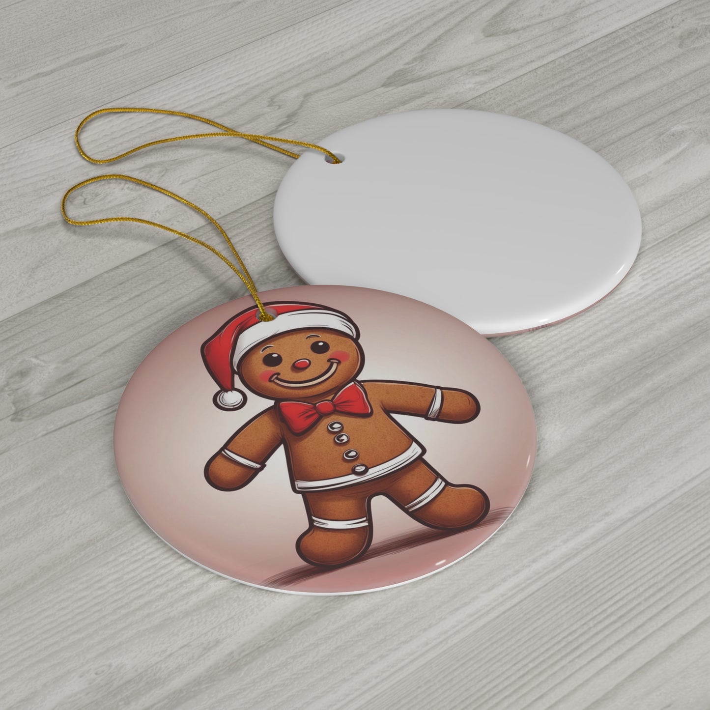 Merry Little Gingerbread Man Ceramic Ornament 1pc.