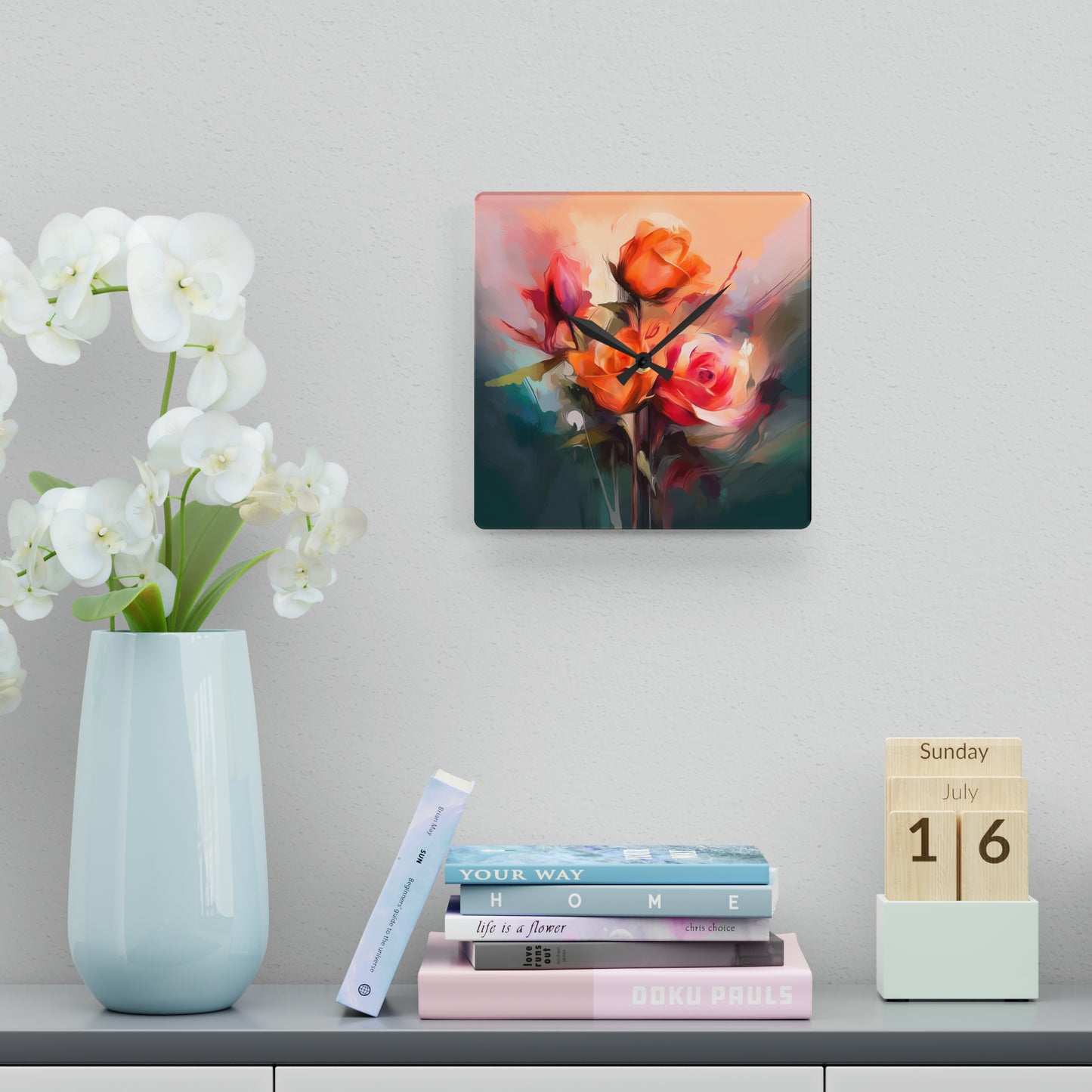 "Roses For U" Acrylic Wall Clock