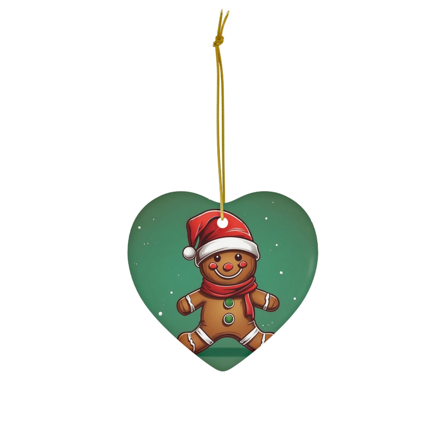 Jolly Gingerbread Man Ceramic Ornament 1pc.