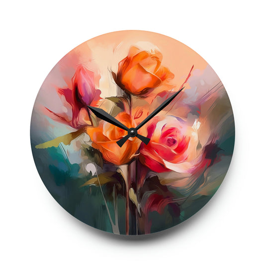 "Roses For U" Acrylic Wall Clock