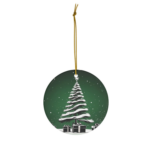 Holiday Sparkle Tree in Green Ceramic Ornament 1pc.