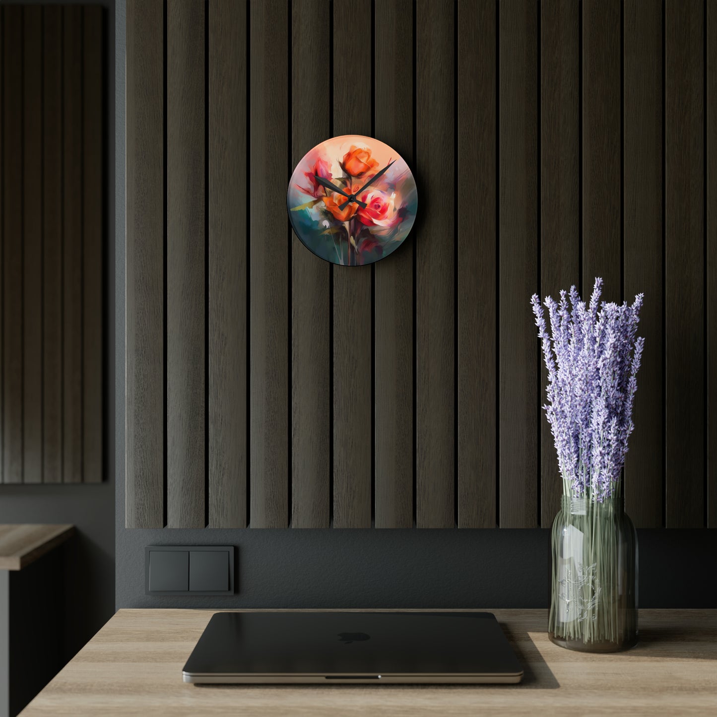 "Roses For U" Acrylic Wall Clock