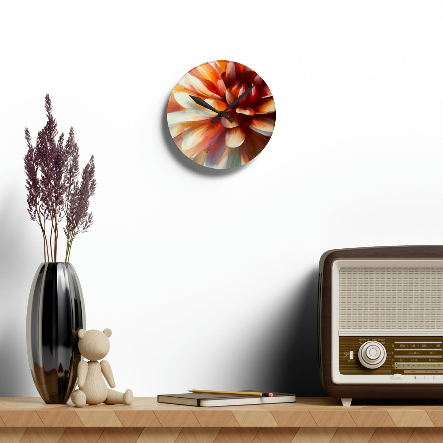 "Delicate Dahlia" Acrylic Wall Clock