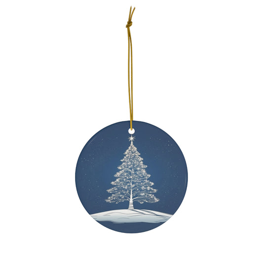 Holiday Sparkle Tree in Blue Ceramic Ornament 1pc.