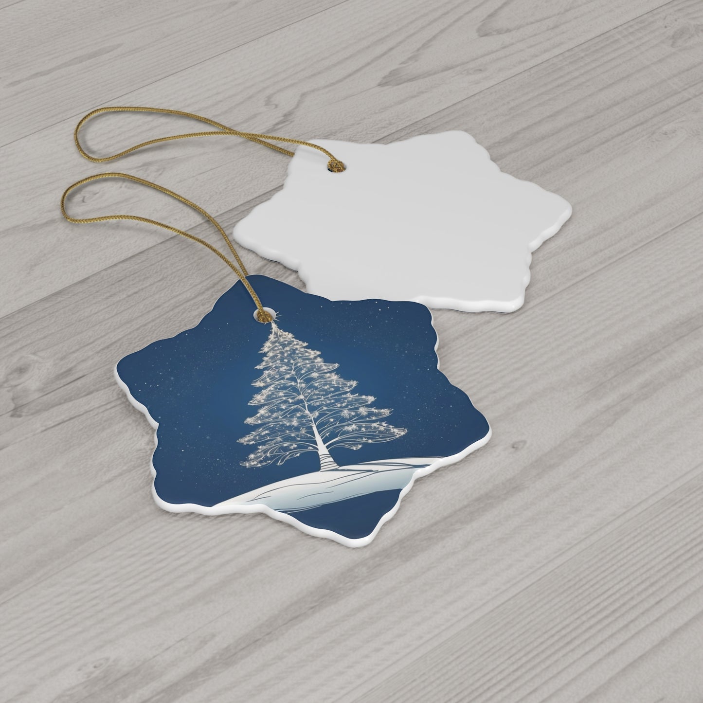 Holiday Sparkle Tree in Blue Ceramic Ornament 1pc.