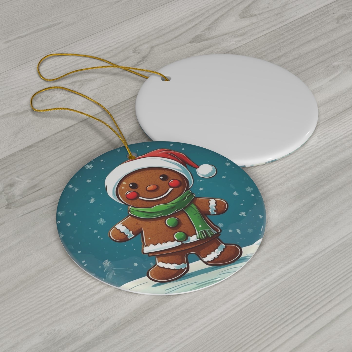 Cute as a Button Gingerbread Man Ceramic Ornament 1pc.