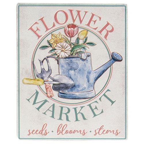 Flower Market Seeds Blooms Stems Metal Sign