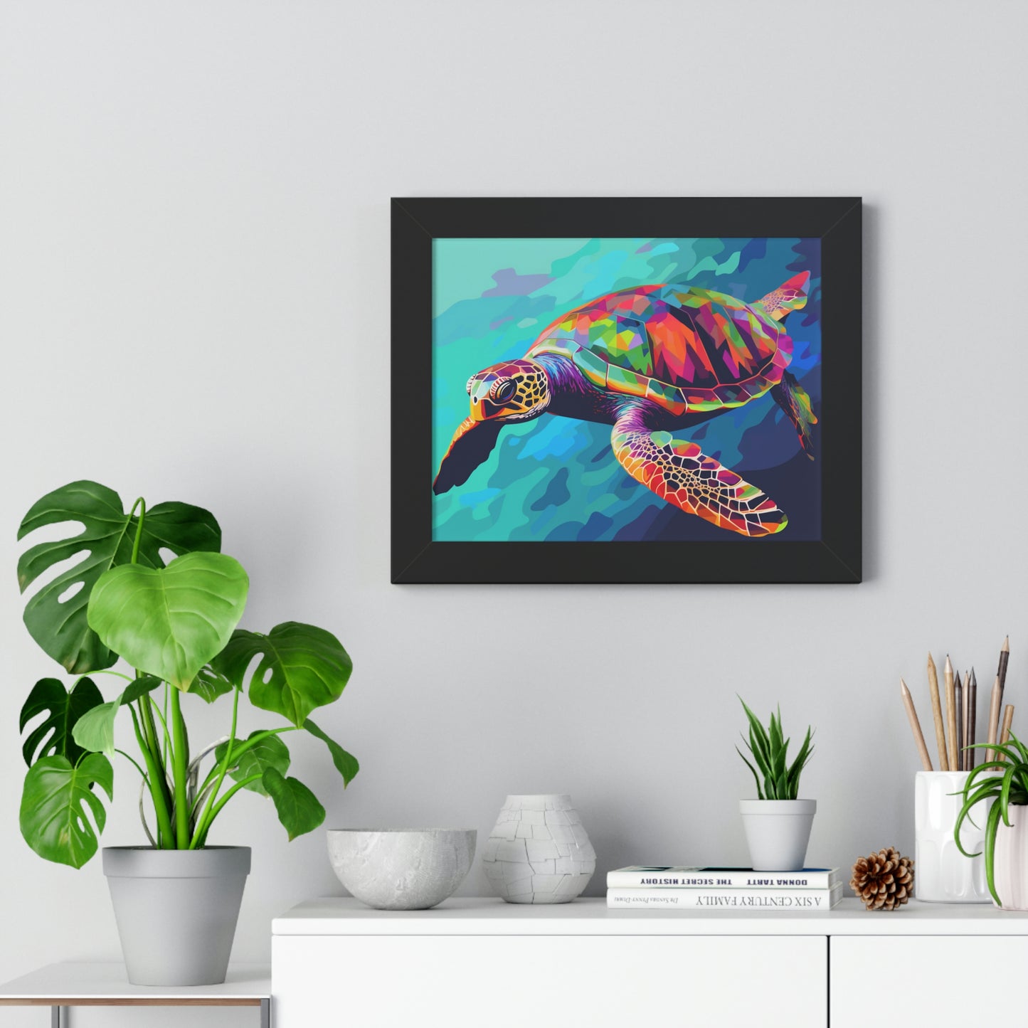 Vibrant Sea Turtle Framed Art